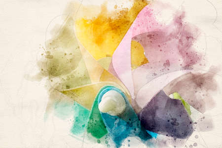 a close up view of a very colourful garden windmillの写真素材