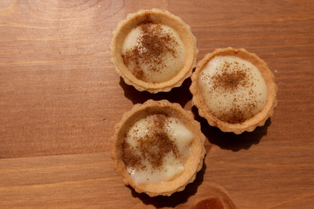 A close up view of a milk tart traditional south african desertの写真素材