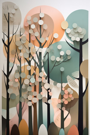 pop up art abstract air work with pastel shades of colourの素材