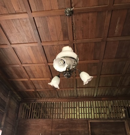 A vintage ceiling lamp in Thailand.