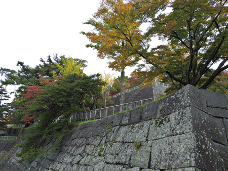 Leaves color change at Morioka Castle Ruins Park in Japan.のeditorial素材