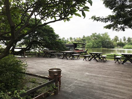 Wide and peaceful waterfront terrace.の写真素材