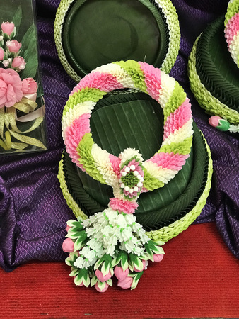 Artificial garland that made of fabric, one of Thailand famous handicraft.の写真素材