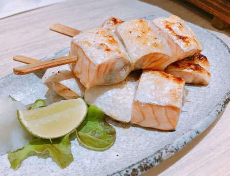 Salmon belly grilled in Japanese style.の写真素材