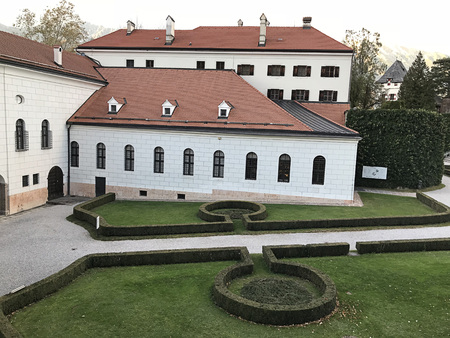 Innsbruck, Austria - October 31, 2018: Ambras Castle (Schloss Ambras Innsbruck) is a Renaissance castle and palace located in the hills above Innsbruck, Austria. It was built by Archduke Ferdinand II.のeditorial素材