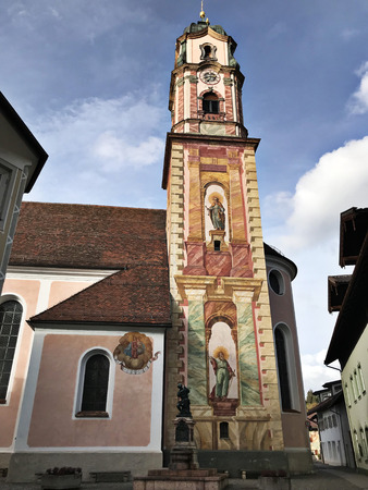 Mittenwald, Germany - October 29, 2018:  Beautiful color painting on the wall of buildings in Mittenwald, Germany.のeditorial素材