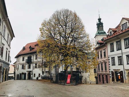 Urban scenery of Skofja Loka in Slovenia.