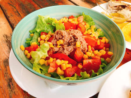 Yummy tuna salad in Piran, Slovenia.