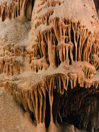 Stalactite and stalagmite of Postojna Cave in Slovenia.の写真素材