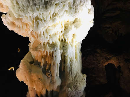 Stalactite and stalagmite of Postojna Cave in Slovenia.の写真素材
