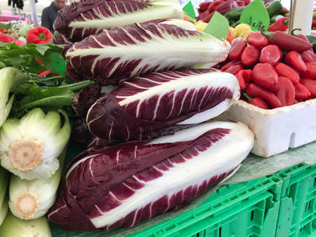 Radicchio for sale at Ljubljana Central Market in Slovenia.の素材 [FY310159233614]