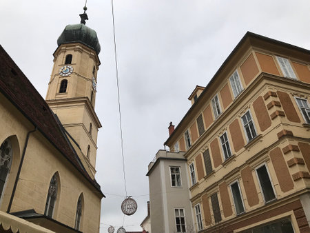 Graz, Austria - November 9, 2018:  Franciscan Church at the city centre of Graz. It location next to...