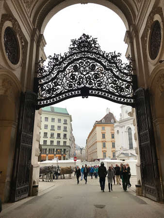 Vienna, Austria - November 10, 2018:  Beautiful arch gate of St. Michael's Wing of The Hofburg, the official residence and workplace of the President of Austria. Located in the center of Vienna.のeditorial素材