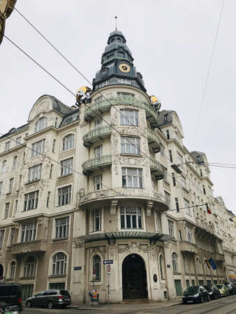 Vienna, Austria - November 11, 2018:  The exterior wall decoration of the building in the city centre of Vienna, Austria.のeditorial素材