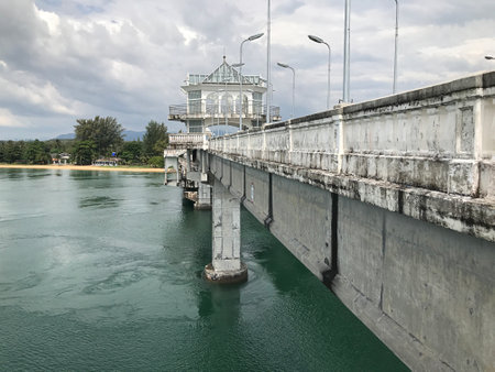 Phuket, Thailand - December 11, 2022:  Sarasin Bridge is a pedestrian bridge connecting the mainland of Phuket and Phang Nga in southern Thailand.のeditorial素材
