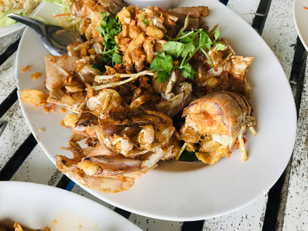 Deep-fried Rock lobster with garlic in Phuket, Thailand.の写真素材
