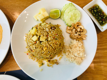 Fried rice with pineapple in Thailand.の写真素材