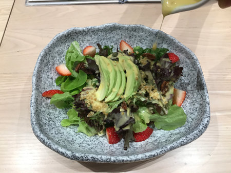 Avocado Strawberry Salad in Thailand.の写真素材
