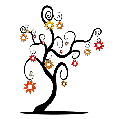 tree with hanging flowersのイラスト素材