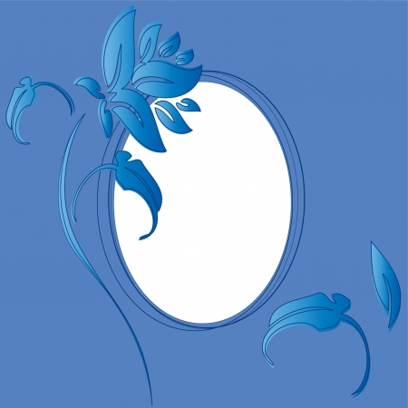 vintage blue floral frameのイラスト素材