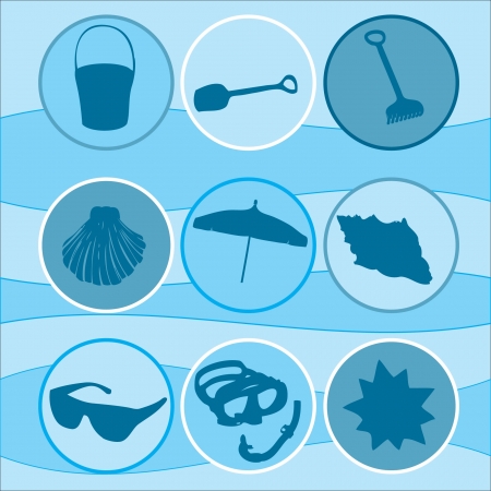 set of summer iconsのイラスト素材