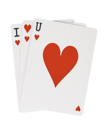 I Heart Love You U Playing Cards with Clipping Pathの写真素材