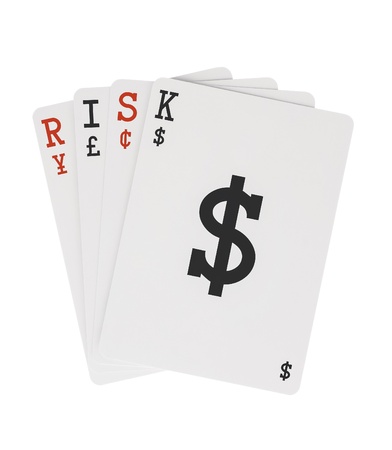 Word RISK on Foreign Exchange Playing Cards with Dollar Signの写真素材