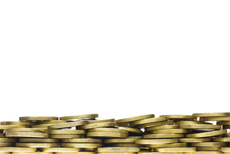 Gold Coin Heap Forming Lower Frame Borderの写真素材