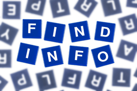 Words FIND INFO in Clear Focus Against Blurred Lettersの写真素材