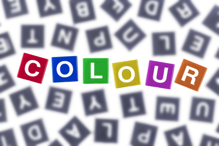 Colour Concept Coloured Word Against Blurred Grey Letters UK English