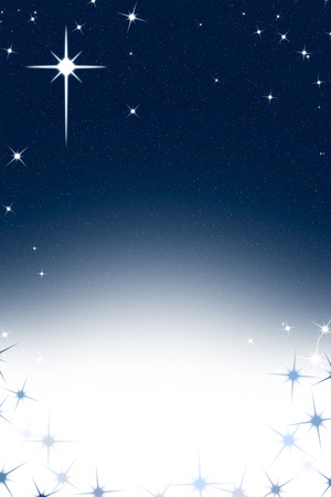 Christmas Night Sky Background with Stars Blue White Gradientの写真素材