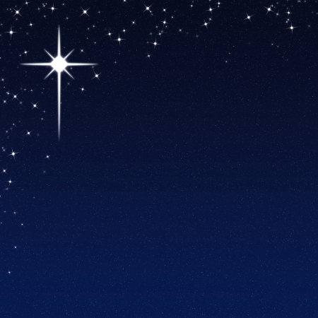 Christmas Star on a Starry Night Sky Backgroundの写真素材