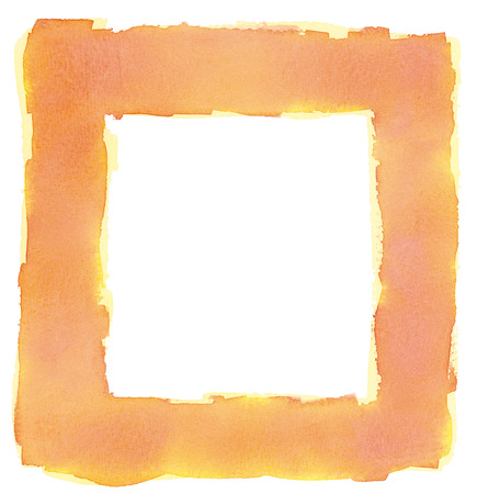 Orange Yellow Watercolor Square Frame Borderの写真素材