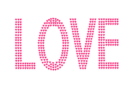 Word Love Little Watercolor Painted Red Heartsの写真素材