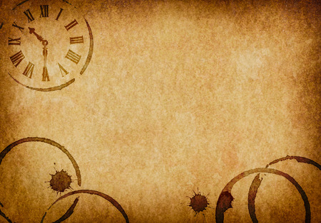Coffee Stains   Clock Vellum Parchment Backgroundの写真素材