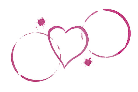 Table for Two Wine Stains and Heart Dating Conceptの写真素材