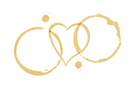 Coffees Stain Rings and Love Heartの写真素材