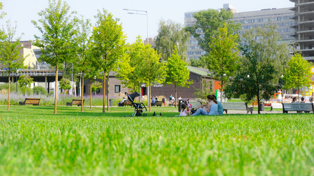 Family spending time in parkのeditorial素材