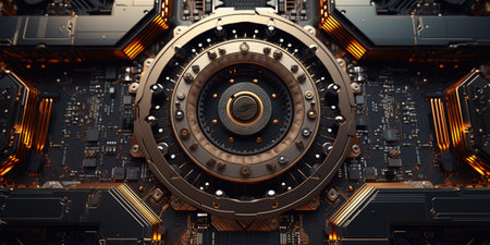 Premium Abstract Conceptual HUD and circuit board space futuristic technology ui interface hologram for business and education.AI generatedの素材