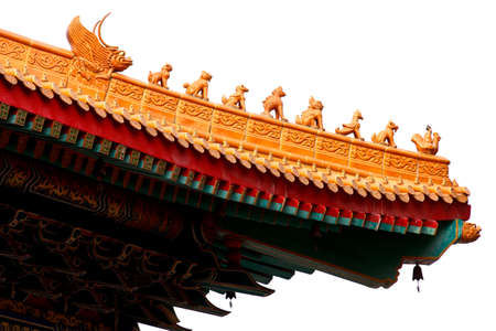 asian temple roof  isolated on white backgroundの写真素材