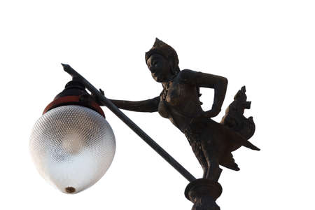 vintage street lamp isolated on white backgroundの写真素材