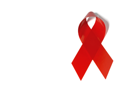 Red cross a symbol used to spread awareness for Aids isolated on white background