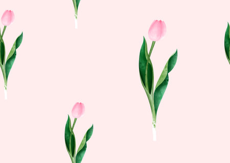 Beauty and colorful flowers in water color style and seamless background wallpaper.の写真素材