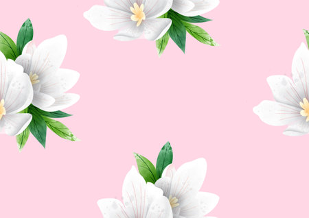 Beauty and colorful flowers in water color style and seamless background wallpaper.の写真素材