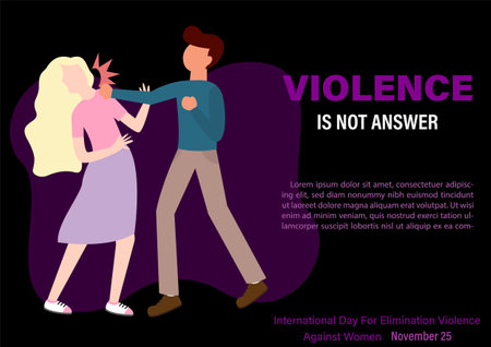 Card and poster of International day for the elimination of Violence Against Women in flat style and example texts on black background.のイラスト素材