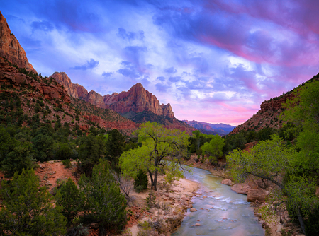 Sunset Zion national parkの写真素材