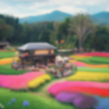 Blurred Flowers Field on mountain  Backgroundの素材