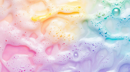 Captivating image featuring colorful bubbles in a soft rainbow gradient. This vibrant texture evokes feelings of freshness, playfulness, and creativity.の素材