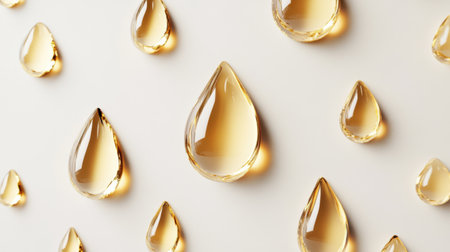 This image showcases clear droplets of liquid arranged artistically on a light backdrop, highlighting the beauty of transparency and simplicity in design.の素材