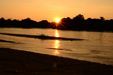 Sunset and the riverの写真素材